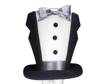 Foam Party Hats Gala Tuxedo Hat - Wedding Tuxedo Hat - Tuxedo Top Hat - Engagement Hat - Bachelor Party Hat