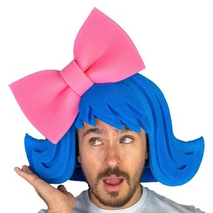 Foam Party Hats Wig with Large Bow - Cosplay Wigs - Drag Queen Wig - Party Favors - Photobooth Props - Party Wig - Wig birthday Gift