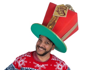 Foam Party Hats Christmas Gift Hat - Christmas Eve Box Hat - Christmas Holiday Hat - Gift Box Christmas Party Hat - Christmas Outfit Hat