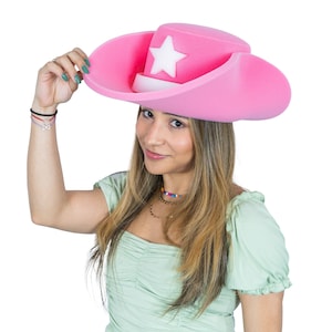Sombreros de fiesta de espuma Sombrero de vaquera rosa - Sombrero de vaquera hecho a mano - Despedida de soltera de vaquera - Sombreros de vaquera para mujer - Disfraz de vaquera