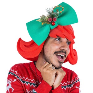 Foam Party Hats Christmas Wig - Cosplay Wigs - Drag Queen Wig - Party Favors - Photobooth Props - Ginger Wig
