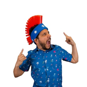 Feesthoedjes van schuim: Mohawk-hoofdband Heren en dames patriottische Uncle Sam Amerikaanse vlag brede rand hoge hoed voor Independence Day, Crazy Hat