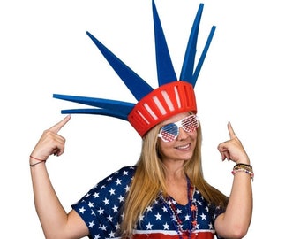 Foam Party Hats: Funny Silly Men & Women Patriotic USA Top Crown for Independence Day, Crazy Hat Day, USA Statue of Liberty