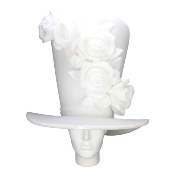 Foam Party Hats White Roses Bride Hat - Bride to Be Hat  display picture 3