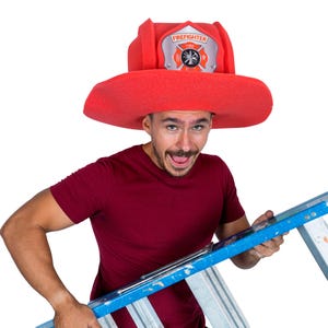 Foam Party Hats Giant Firefighter Hat - Firefighter Hat Costume - Fireman Hat - Firefighter Gift - Photobooth Props - Halloween Costume Hat
