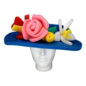Sombreros de fiesta de espuma Flores variadas Sombrero de ala ancha - Sombreros de flores para mujeres - Accesorios de fotomatón