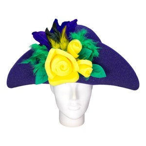 Mardi Gras Roses Lady Hat - Carnival Women Costume Hat - Mardi Gras Women Outfit - New Orleans Girl Hat - Mardi Gras Party -Photobooth Props