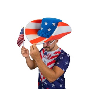 Foam Party Hats USA Giant Cowboy Hat - Cappello da cowboy per uomo - Cappello da cowboy fatto a mano - Custom USA Cappello da cowboy - Cappello da festa da cowboy - Cappello da 40 galloni