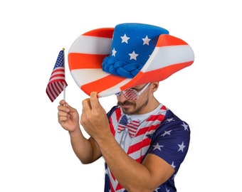 Sombreros de fiesta de espuma USA Sombrero vaquero gigante - Sombrero vaquero para hombres - Sombrero vaquero hecho a mano - Sombrero vaquero personalizado de EE. UU. - Sombrero de fiesta vaquero - Sombrero de 40 galones