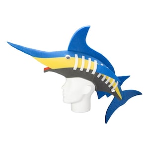 Foam Party Hats Marlin Hat - Handmade Marlin Hat - Nautical Decor Fish - Ocean Fish Art Hat - Beach Party Hat - Personalized Gift Hat