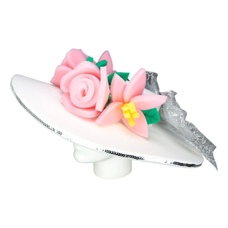 Foam Party Hats Pink Flowers Bride Wide Brim Hat Wedding Etsy