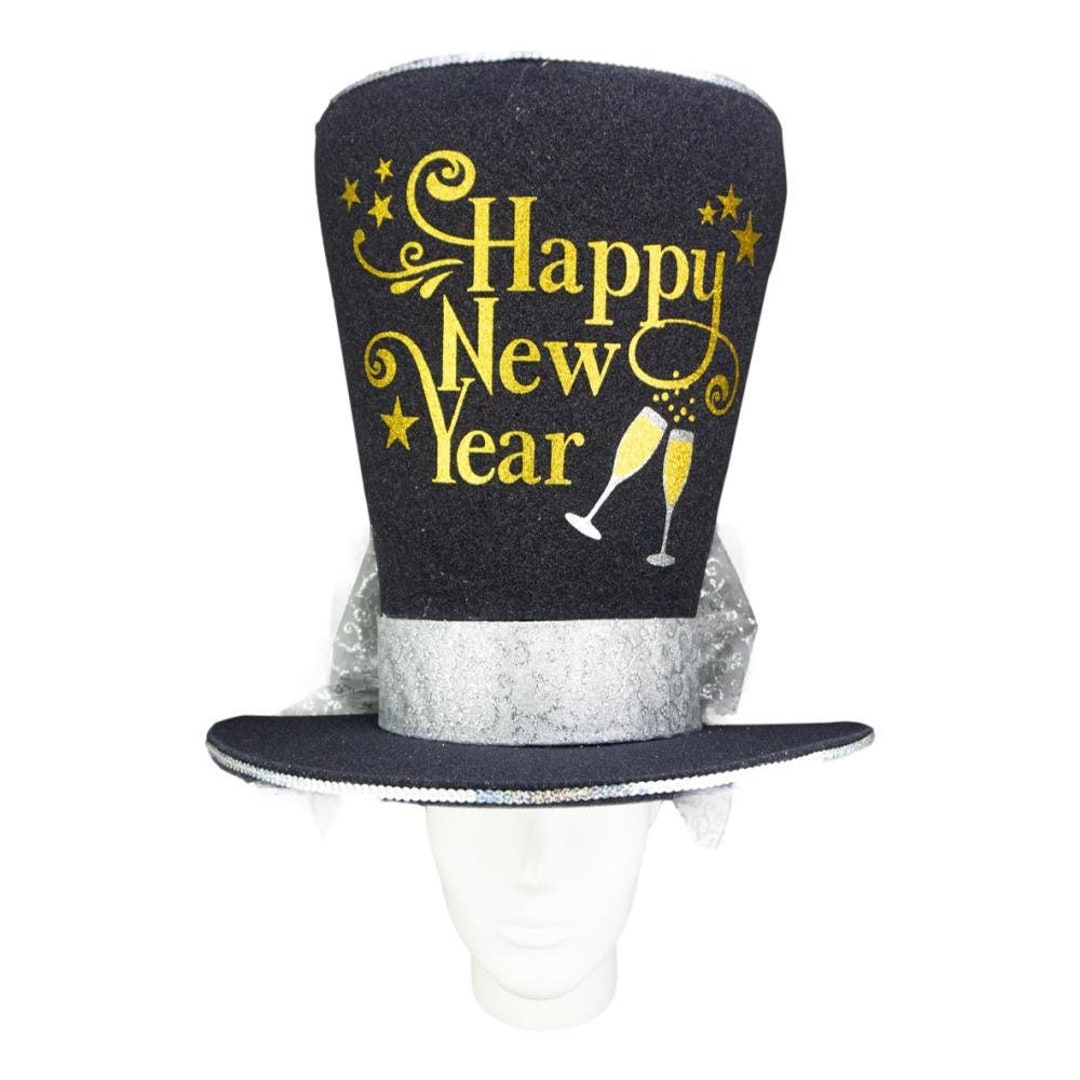 Chapeau haut-de-forme Happy New Year, 12 po