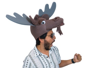 Foam Party Hats Moose Hat - Antler Moose Party Hat - Moose Decor Hat - Moose Gift Hat -Handmade Moose Hat - Photo booth props - Party Favors