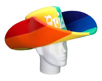 Foam Party Hats: Giant Cowboy Pride Hat - Gay Pride Hat - LGBTQ Clothing Hat - LGBTQ Accessory Hat - LGBTQ Crazy Hat - 40 Gallon Hat