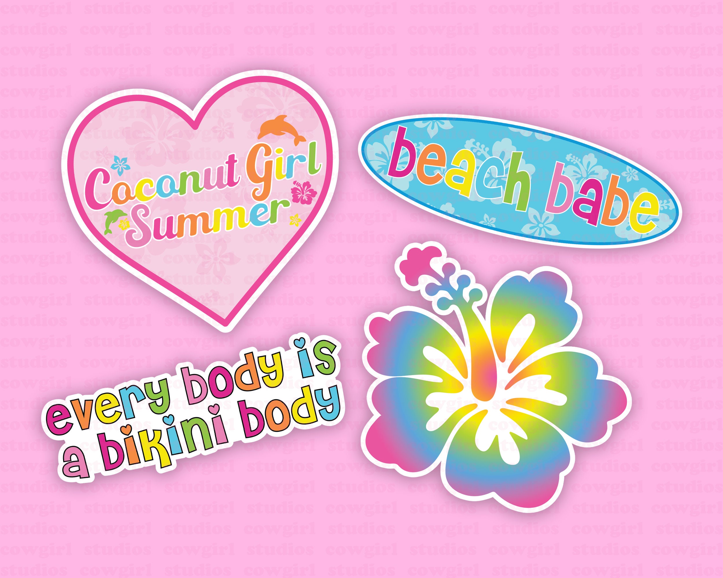 Rainbow coconut girl sticker pack glossy &amp; waterproof | Etsy