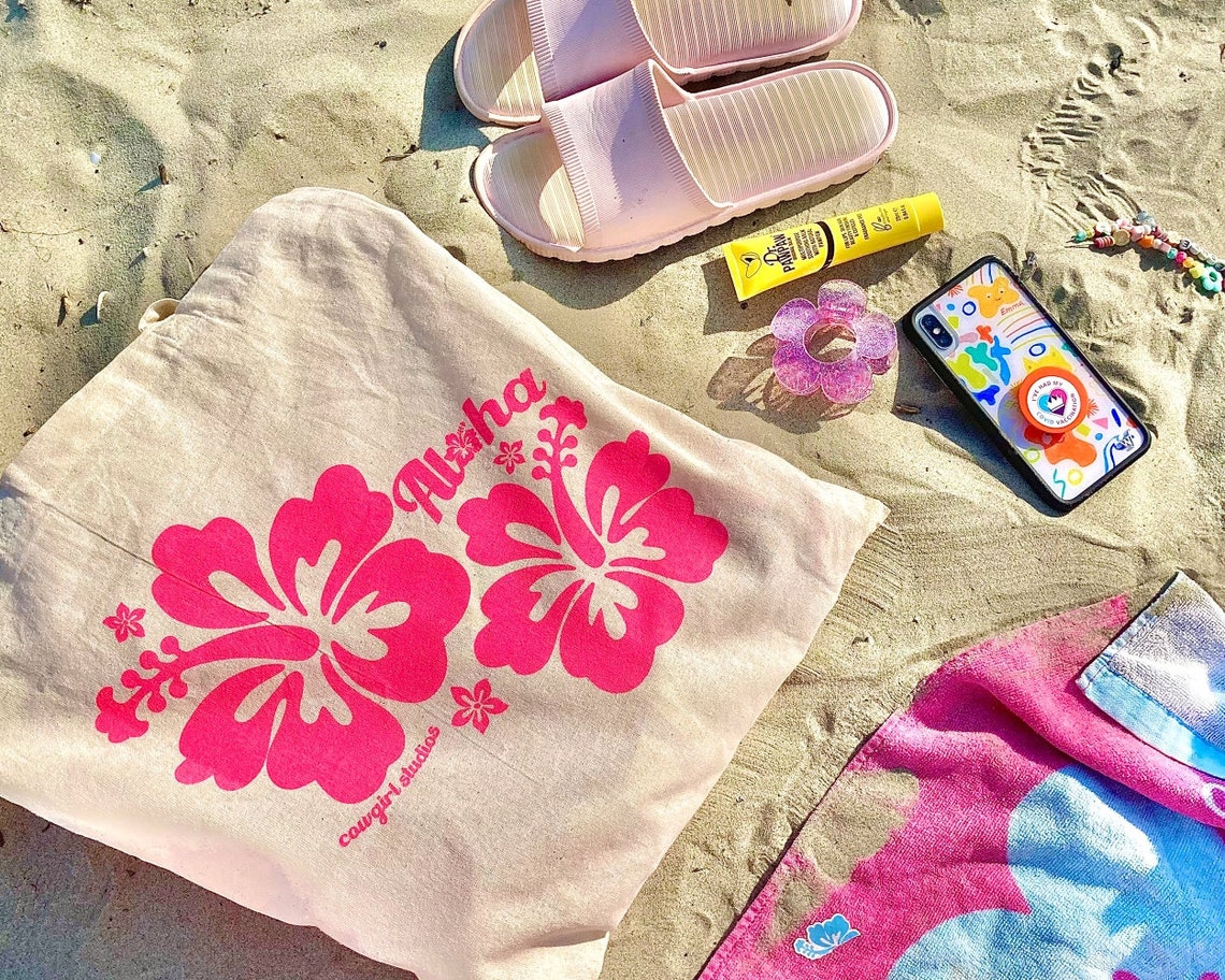 Coconut girl bag aloha tote bag bright vibrant Etsy
