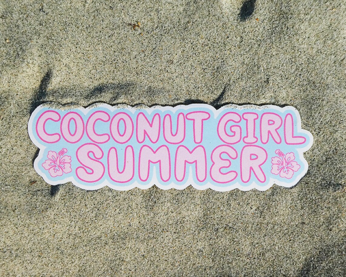 Coconut Girl Summer Sticker Glossy & Waterproof Bright Etsy Australia