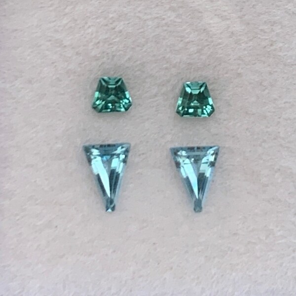 Natural Blue Tourmaline & Aquamarine Pairing Set - Fancy Cut Setting Stone - Jewelry Design