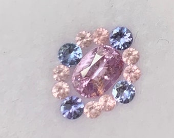 Natural Pink Sapphire 1.4 CT Oval Cut with Tanzanite Round Cut Melee Pink Spinel Jewelry Design • Sapphire Jewelry