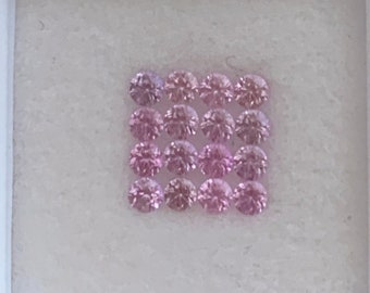Natuurlijke saffier - lichtroze saffier 2,2 mm rond geslepen 16 stuks - uitstekende glans - saffierhalo/steen/minimal sieraden- KZ1992