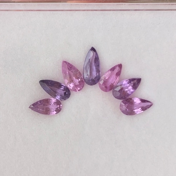 Natural Pink&Purple Sapphire Pear Cut 7pcs 2.15ct - Minimal jewelry/Sapphire Jewelry 1895