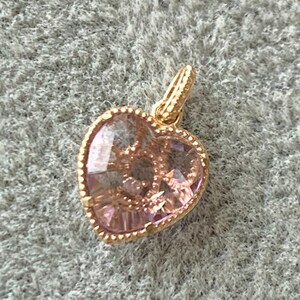 10K Rose Gold Herzform Anhänger mit Quarz - Herz Charm Anhänger Bild 2