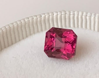 Vivid Fuschia Pink Garnet 2.52ct - 7x6.7x5.7mm Emerald Cut - Natural Garnet Jewelry - KZ1844