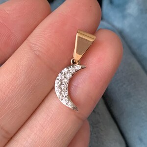 18K Mond Diamant Anhänger Rosegold - 8 x 22 mm - Minimal Diamond Charm