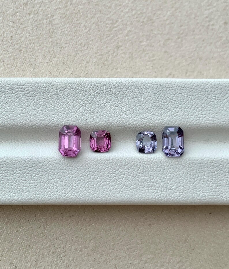 Coppia di orecchini spaiati in spinello naturale rosa acceso e grigio violaceo, taglio cuscino/smeraldo da 3,36 ct - Gioielli in spinello - 1660 immagine 9