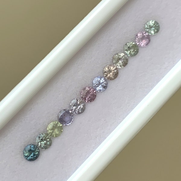 Multi-Color Fancy Sapphire Lot • Natural Sapphire Round Cut Melee 12 pcs 3.36 ct 3.6-3.7 mm • Jewelry Design/ Bracelet Set KZ1741