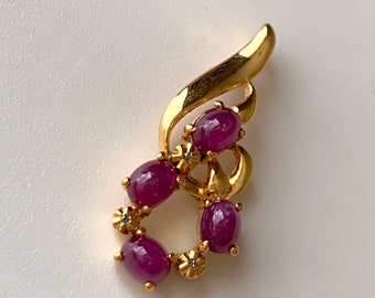 18Kt Gold Plated Ruby Pendant - Yellow Gold Jewelry