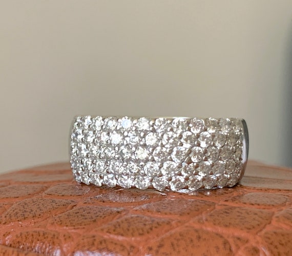 Wide Diamond Band 5row Micro- Pave Diamond Half Band Ring