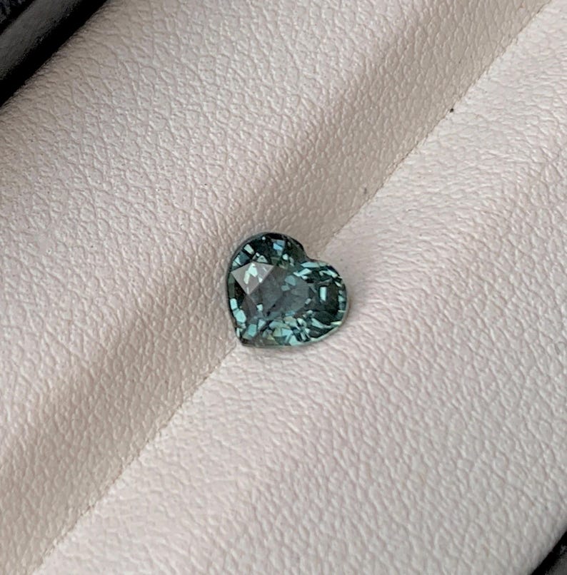 Natural Teal Sapphire • Unheated Sapphire Heart Shape 6.1x5.6x3.6 mm 0.93 ct Sapphire Ring/Pendant Jewelry-1731 image 7