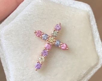 Custom Order For JR - Natural Fancy Sapphire 14K Rose Gold Pendant - Pastel Sapphire Jewelry