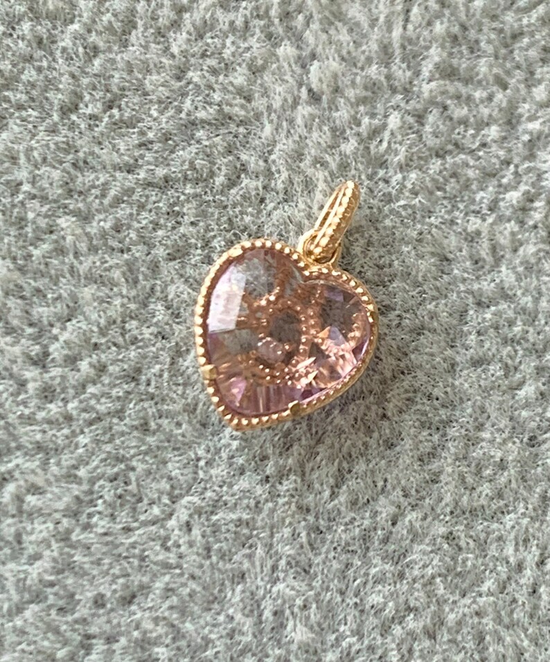 10K Rose Gold Herzform Anhänger mit Quarz - Herz Charm Anhänger Bild 2