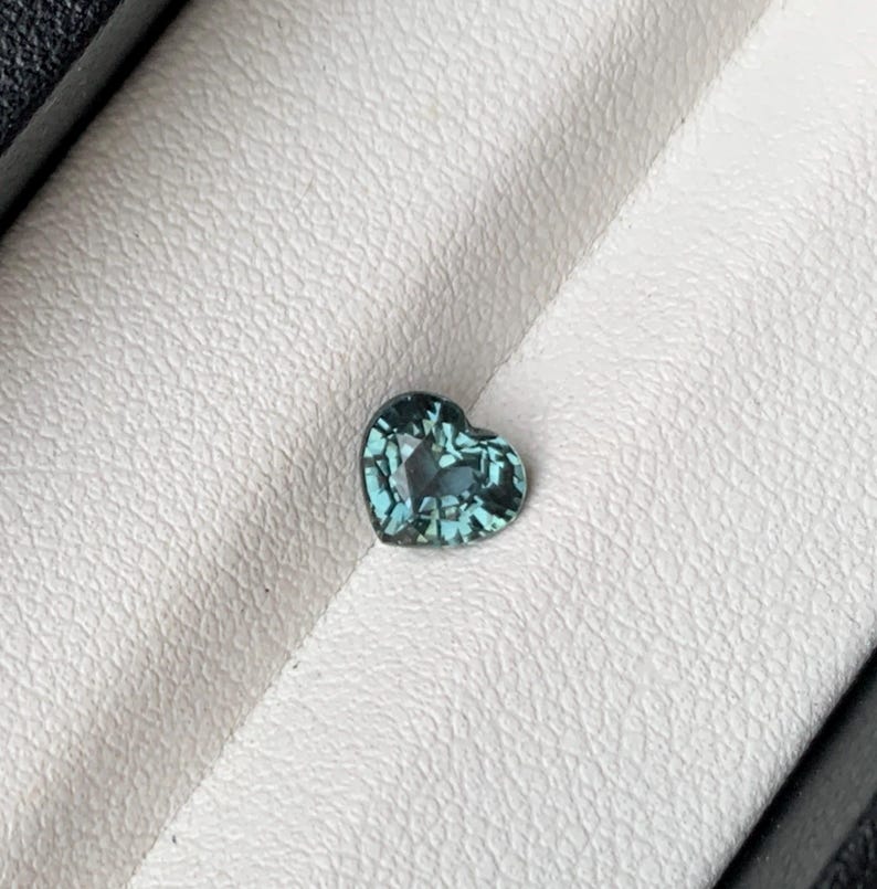 Natural Teal Sapphire • Unheated Sapphire Heart Shape 6.1x5.6x3.6 mm 0.93 ct Sapphire Ring/Pendant Jewelry-1731 image 1