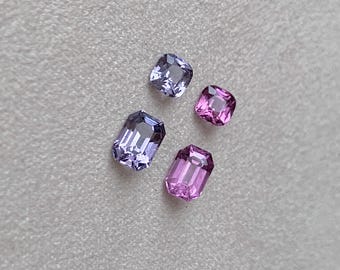 3.36ct Natural Spinel Mismatch Earring Pair Hot Pink & Purplish Gray Spinel Cushion/ Emerald cut - Spinel Jewelry - 1660