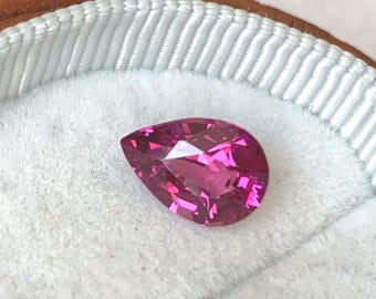 2.58 ct Rare Vibrant Hot Pink Garnet - Pear Cut  - 7.3x10.45x4.9mm - Top Quality Garnet - January Birthstone - Bespoke Jewelry KZ1817