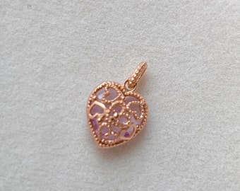 10K Rose Gold Heart Shape pendant with Quartz - Heart Charm Pendant