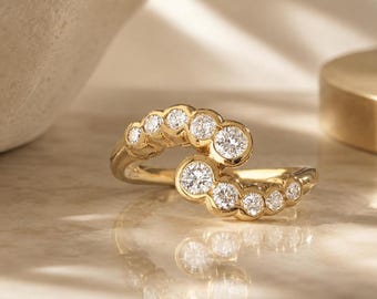 Custom Order - Natural Diamond Ring 18Kt Yellow Gold - Twist Diamond Ring