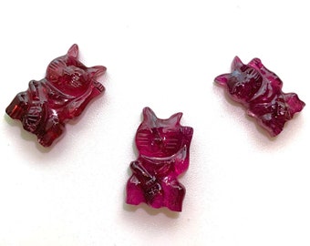 Rubellit Turmalin geschnitzte Glückskatze - Pink Turmalin für Schmuckdesign