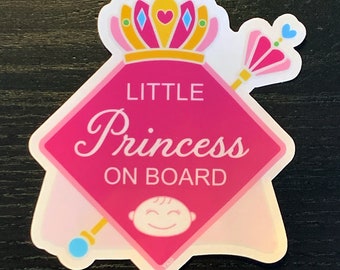 Little princess (baby girl) on board car sticker (4.3" x 4.9")