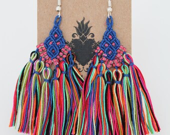 Handwoven Cascade Earrings – Colorful Macrame Jewelry, Unique Artisan Craft from Mexico