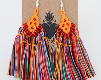 Handwoven Cascade Earrings – Colorful Macrame Jewelry, Unique Artisan Craft from Mexico