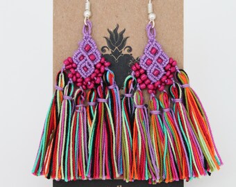 Handwoven Cascade Earrings – Colorful Macrame Jewelry, Unique Artisan Craft from Mexico
