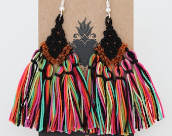 Handwoven Cascade Earrings – Colorful Macrame Jewelry, Unique Artisan Craft from Mexico