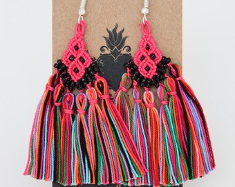 Handwoven Cascade Earrings – Colorful Macrame Jewelry, Unique Artisan Craft from Mexico