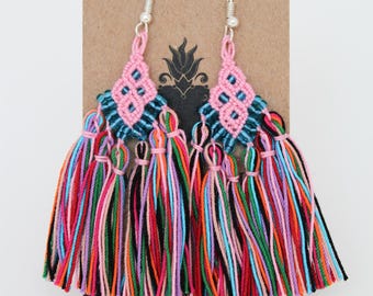 Handwoven Cascade Earrings – Colorful Macrame Jewelry, Unique Artisan Craft from Mexico