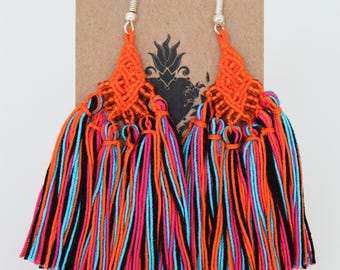 Handwoven Cascade Earrings – Colorful Macrame Jewelry, Unique Artisan Craft from Mexico