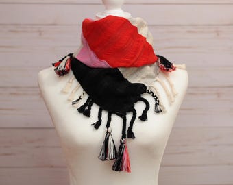 Handwoven Bohemian Scarf – 100% Cotton Shawl from Chiapas, Mexico